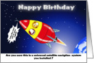 Funny space rocket Birthday card
