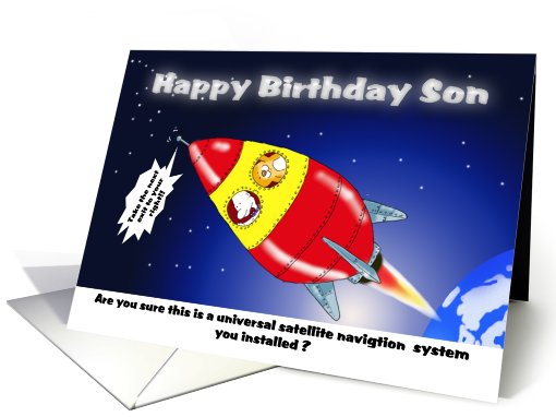 Happy Birthday Son Funny space rocket card (694440)