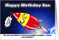 Happy Birthday Son Funny space rocket card