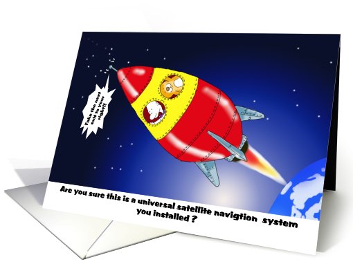 Birthday, funny space rocket card (694443)