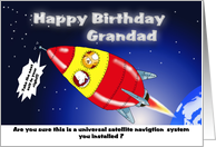 Happy Birthday Grandad Funny space rocket card