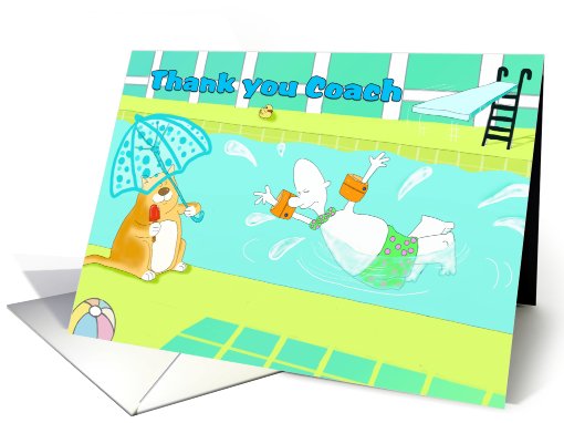 Funny thank you coach swimming card (722290)