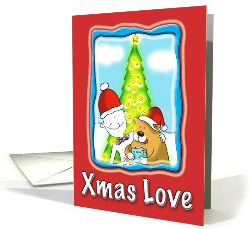 Cute Xmas love,Christmas card with fat cat and Duncan card (730038)