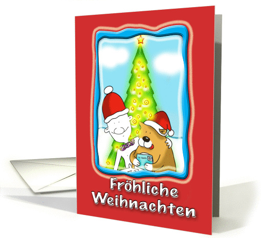 cute German festive Christmas, Fat Cat and Duncan card blank card