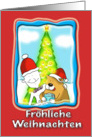 cute German festive Christmas, Fat Cat and Duncan card blank card