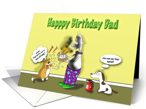 Happy Birthday Dad, Fat Cat and Duncan with cake card (739401)