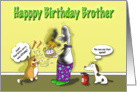 Happy Birthday Brother, Fat Cat and Duncan with cake card