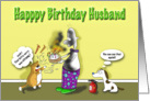 Happy Birthday Husband, Fat Cat and Duncan with cake card