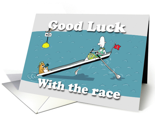 Funny rowing boat card, good luck with the race, Fat Cat... (871790)