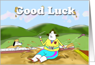 Funny long jump, Good Luck, Fat Cat and Duncan card