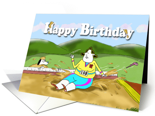 Funny long jump, Happy Birthday, Fat Cat and Duncan card (876484)