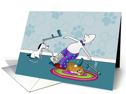Funny blank foot in plaster card, Fat Cat and Duncan card (893674)