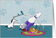 Funny blank foot in plaster card, Fat Cat and Duncan card