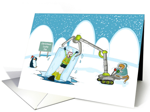 Funny Lucky Dip, Diving Blank Christmas card, Fat Cat and Duncan card