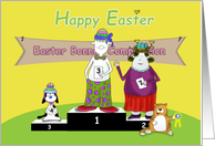 Funny Easter Bonnet competition card, Fat Cat and Duncan card