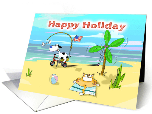Funny happy holiday labor day card, Fat Cat and Duncan card (942225)