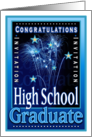 High School Graduation Congratulations Festive Fireworks Stars Invites card