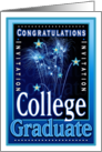 College Graduation Congratulations Festive Fireworks Stars Invites card