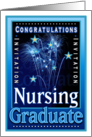 Nursing School Graduation Congratulations Fireworks Stars Invites card