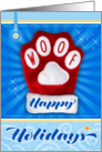 WOOF Happy Holidays Christmas Red Mitten Dog Paw card