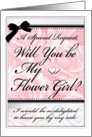 Will You Be My Flower Girl Wedding Party Pink Roses Pastel Hearts card