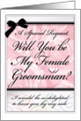 Will You Be My Female Groomsman Elegant Pink Roses card