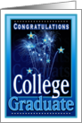 College Graduation Congratulations Festive Fireworks Stars card