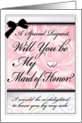 Will You Be My Maid of Honor Wedding Beautiful Roses Hearts Swirls card
