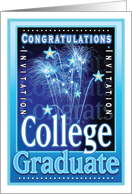 College Graduation Congratulations Festive Fireworks Stars Invites card
