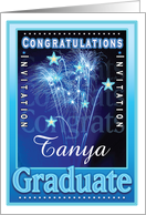 Graduation Congratulations Customize Name Fireworks Stars Invites card