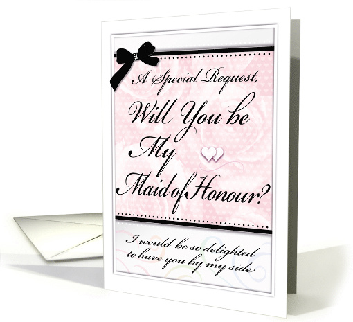 Will You Be My Maid of Honour Pink Roses Hearts and Bow card (1909048)