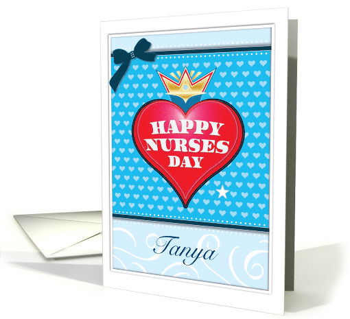 Happy Nurses Day Customize Name Red Turquoise Blue Hearts Crown card