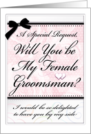 Will You Be My Female Groomsman Elegant Pink Roses card