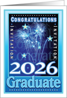 2023 Graduation Congratulations Party Fireworks Stars Invites card