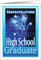 High School Graduation Congratulations Festive Fireworks Stars card