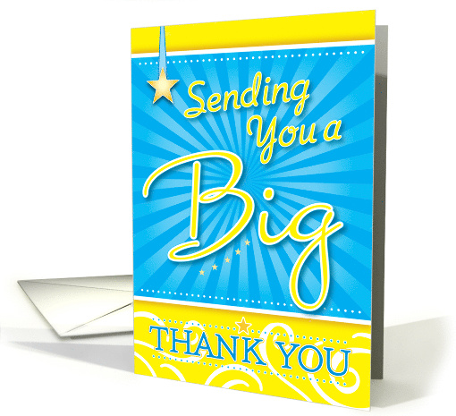 Sending You a Big Thank You in Cheerful Blue with Yellow Stars card