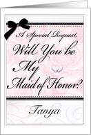Will You Be My Maid of Honor Wedding Personalize Customize Name card