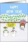 Happy New Year. Snowmen having a Barbecue, turns into a disaster. card