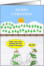 Merry Christmas. Two Snowmen admire the rising sun as they melt away. card