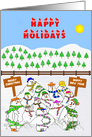 Happy Holidays from a group of happy melting Snowmen card