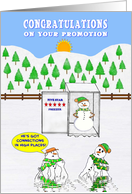 Congratulations on being Promoted. Snowman promoted into Freezer. card