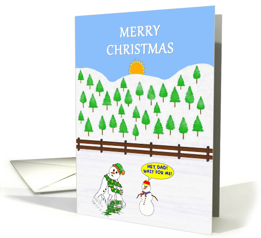 Merry Christmas. A touching scene with a Snowman and son... (1416960)