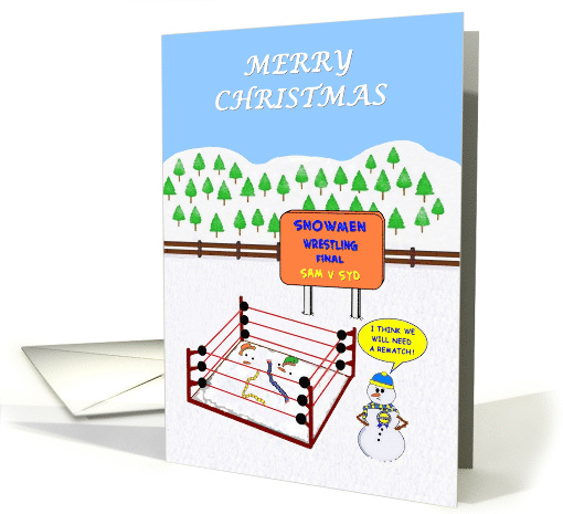 Merry Christmas. Two Snowmen wrestling. It can ony end in... (1419010)