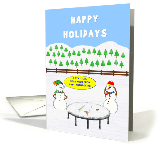 Happy Holidays. A Snowman has a try of a Trampoline. What... (1420004)