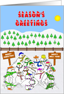 Season’s Greetings from a group of happy melting Snowmen card