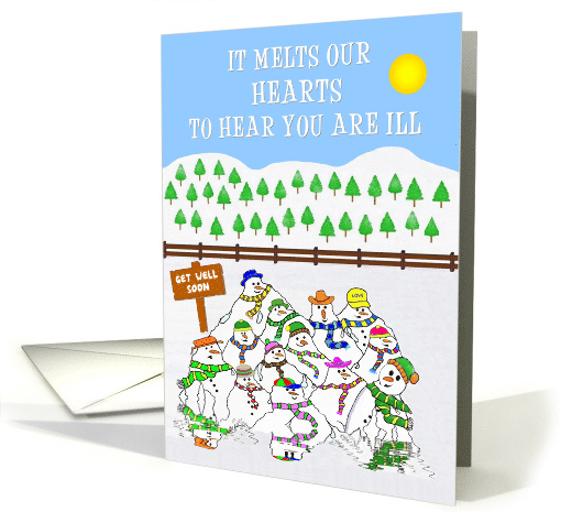 Get Well Soon from a group of cheerful melting Snowmen. card (1421332)