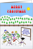 MERRY CHRISTMAS. A Snowman school class about to melt. card