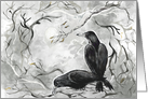 Two Crows Full Moon Blank Card