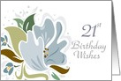 21st Birthday Card Blue Floral card