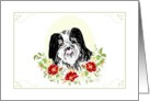 Havanese dog with red flowers card